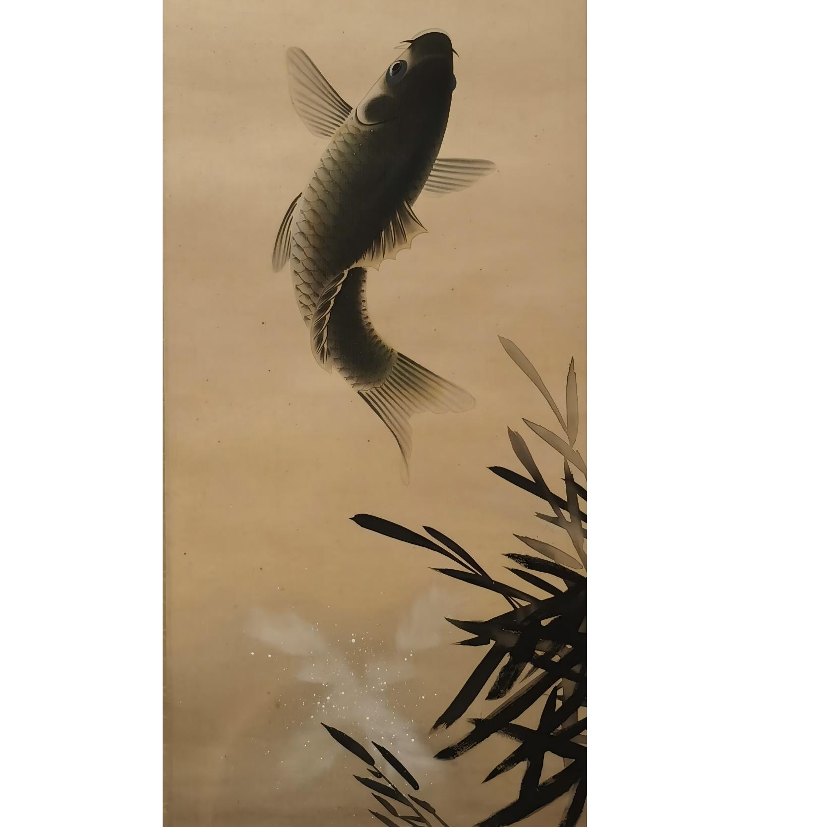 【辽拍】V250709-2-87《鱼》（3.9平尺) 绢本镜片 zw