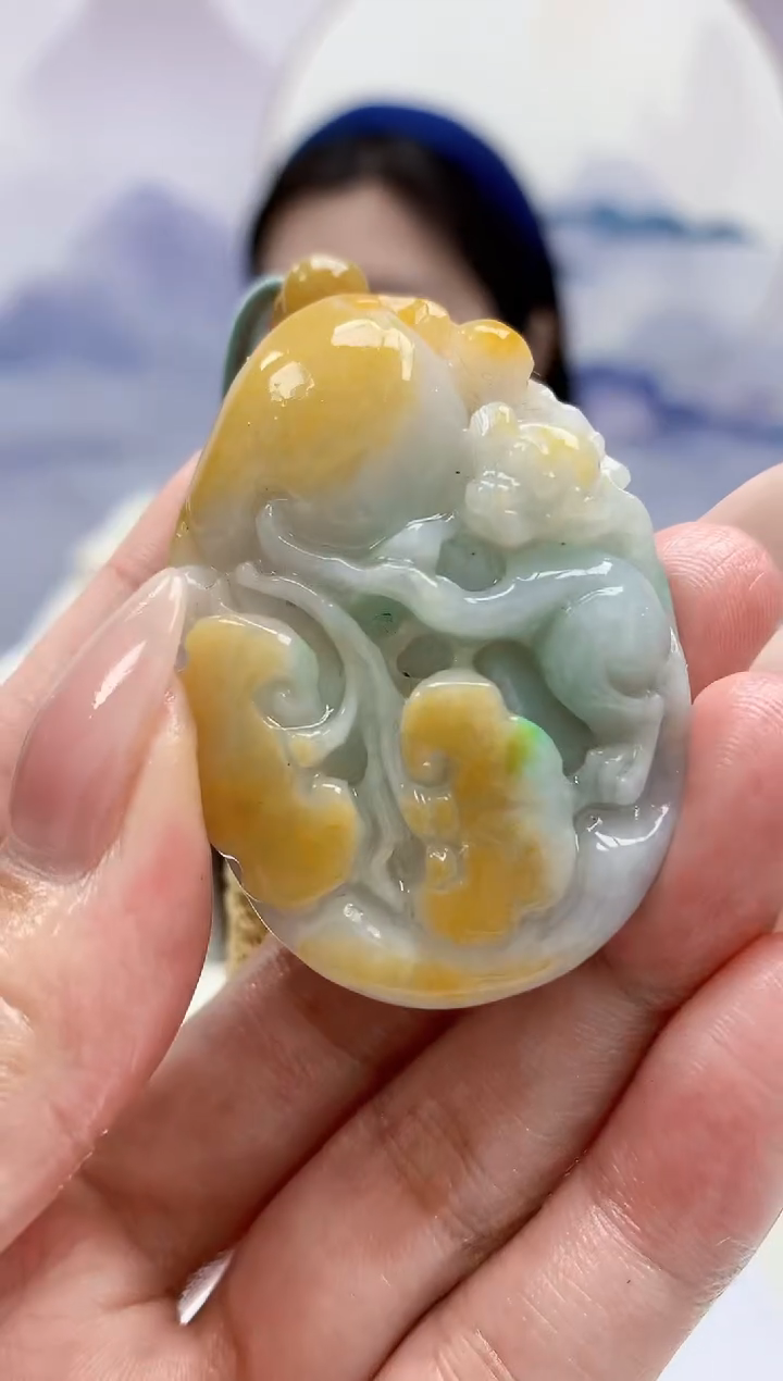 【闪购商品】定制翡翠未镶嵌0405MM-毛货挂件62