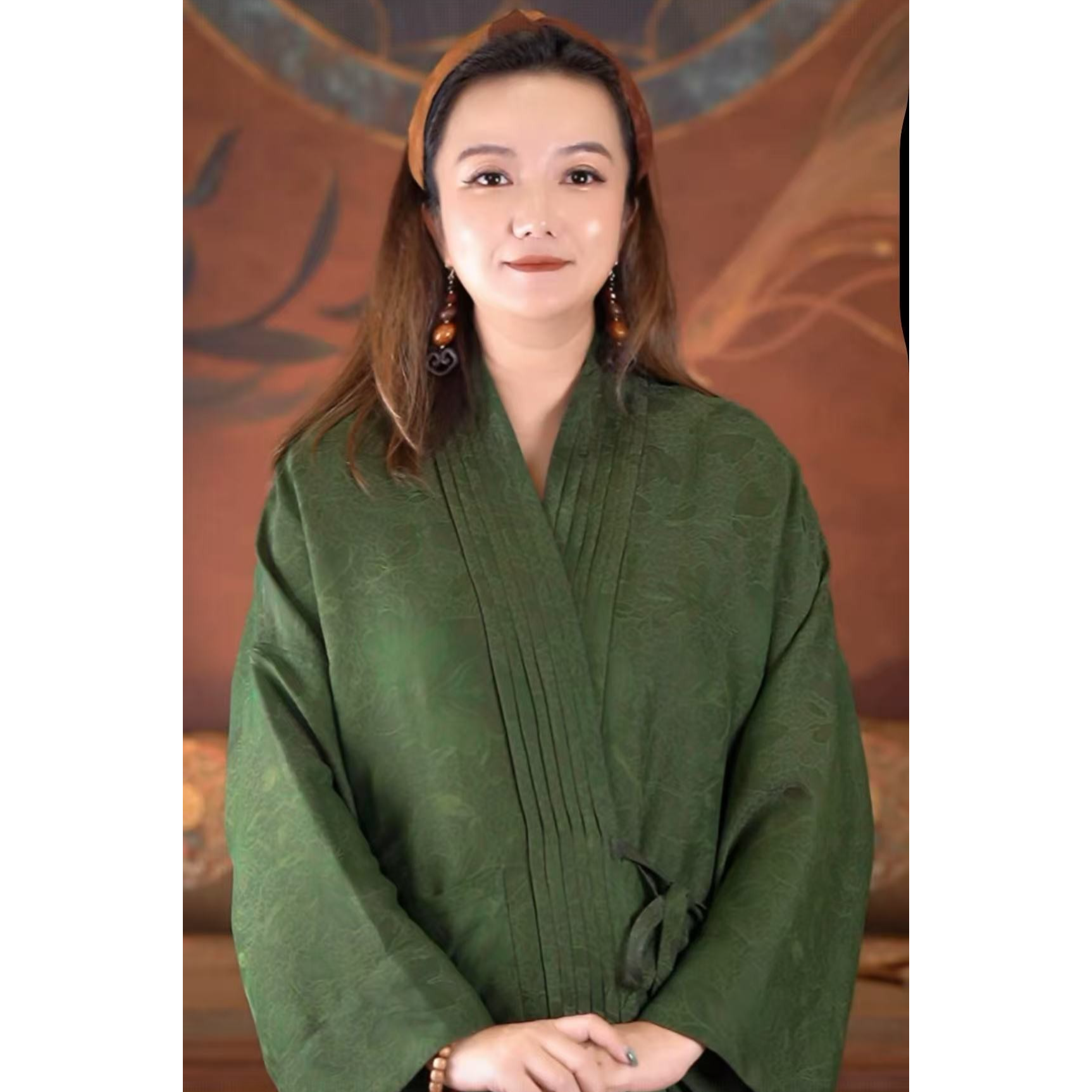 爱上莲心香云纱【翠影】绿色花萝风琴褶袈裟 新中式老钱风复古传统