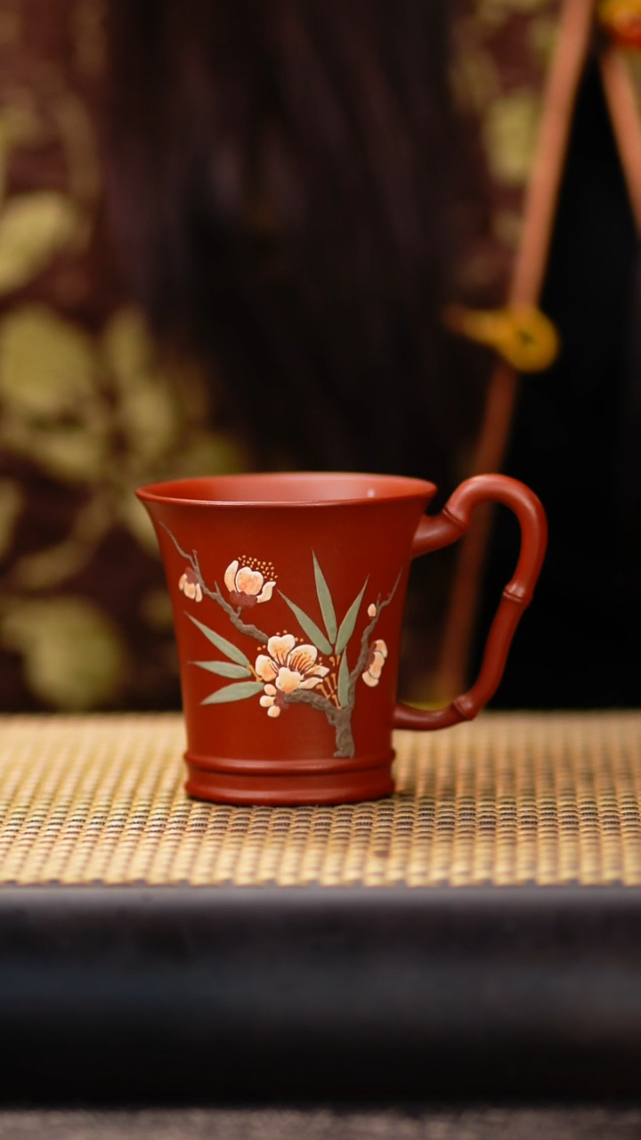 11小鱼朱泥竹把杯