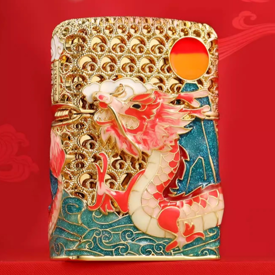 ZIPPO/之宝祥龙抬首 抬头龙花丝珐琅夜光正品打火机男士镂空DYJ1