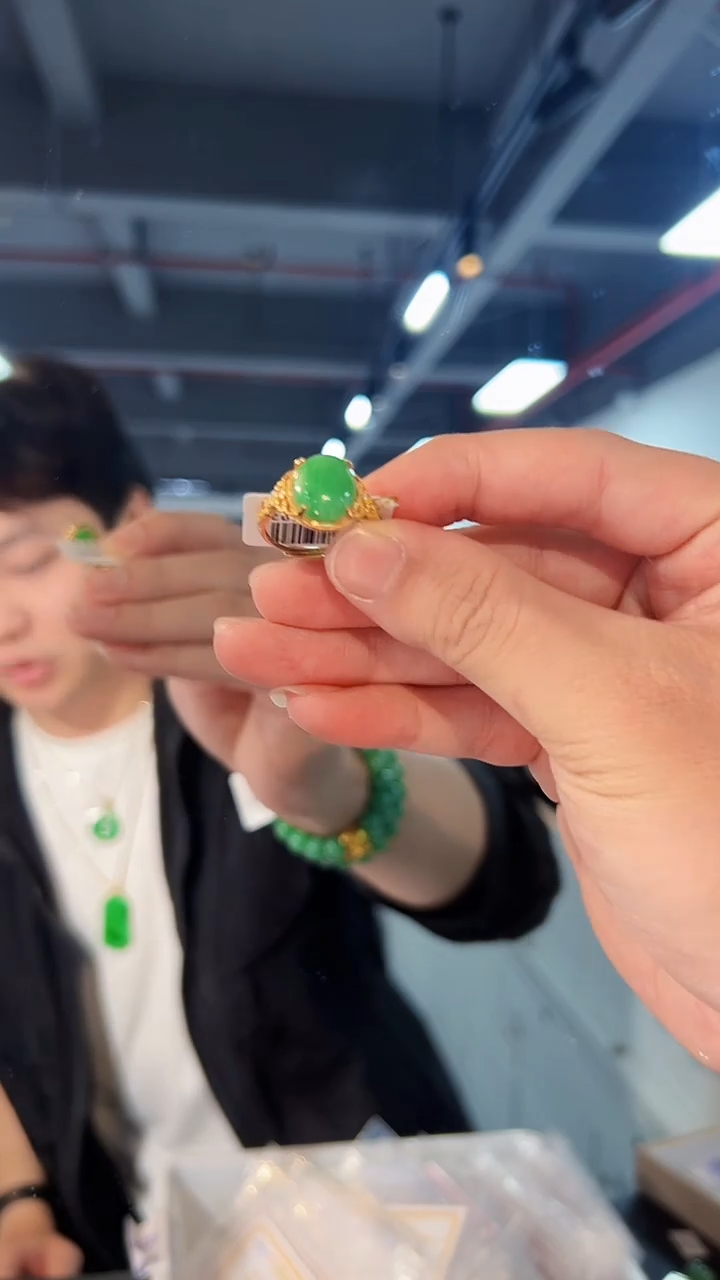 【闪购商品】翡翠戒指银S925镶嵌缅料A货/支持复检/一件