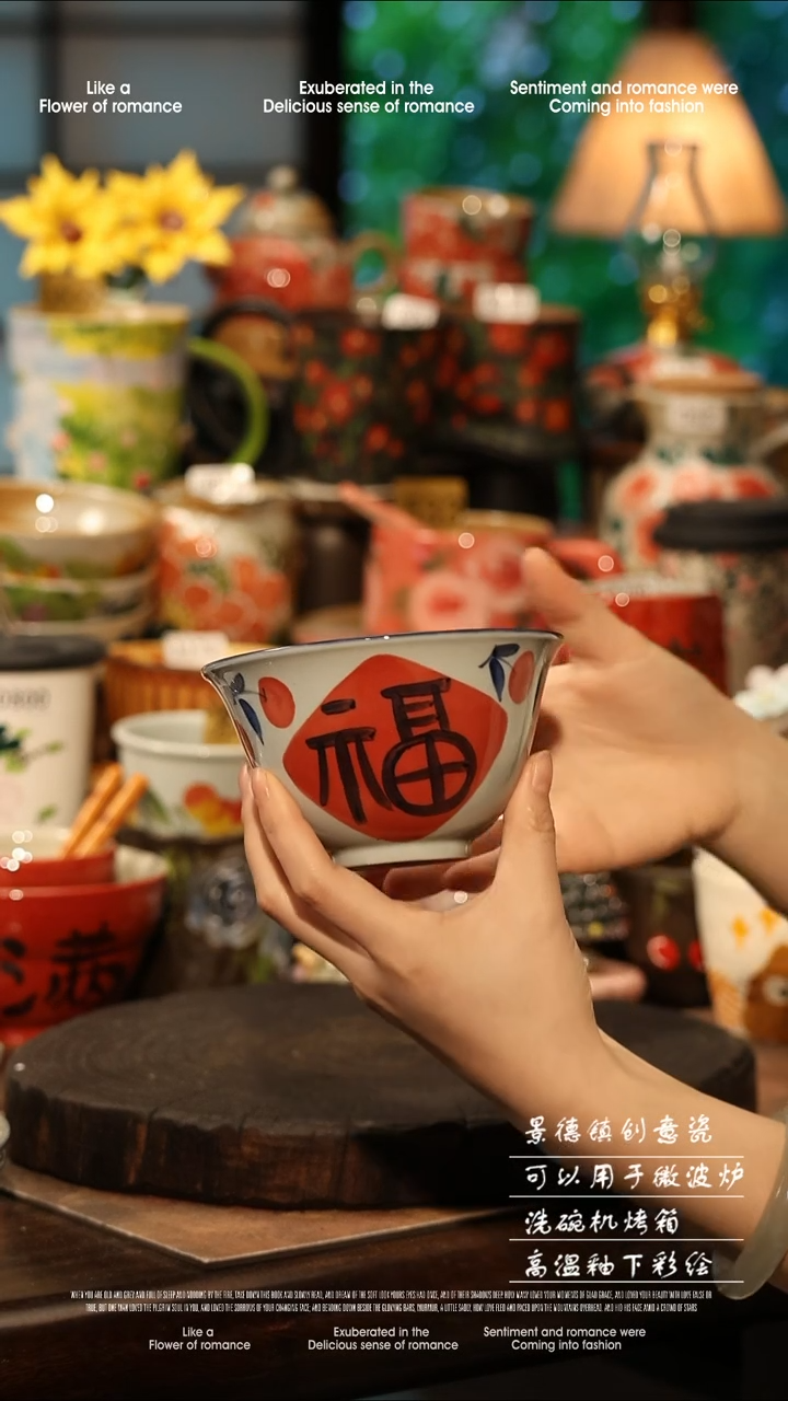 陶瓷景德镇高温釉下彩手工手绘款式