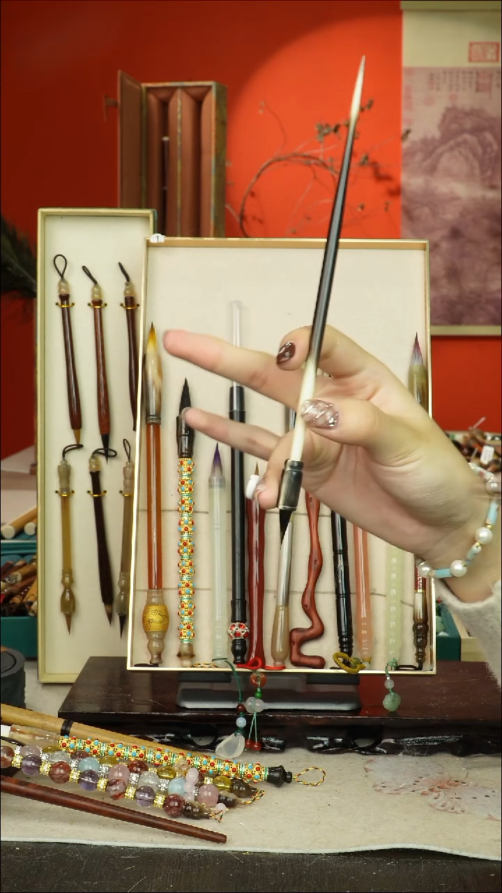 121号闪孤品高货毛笔链接 清水试笔 蘸墨不退