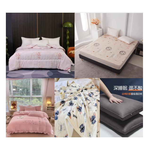 【ZN专属】NAD能量花型被+软床垫+牛奶绒四件套+绒毛毯+枕头一对