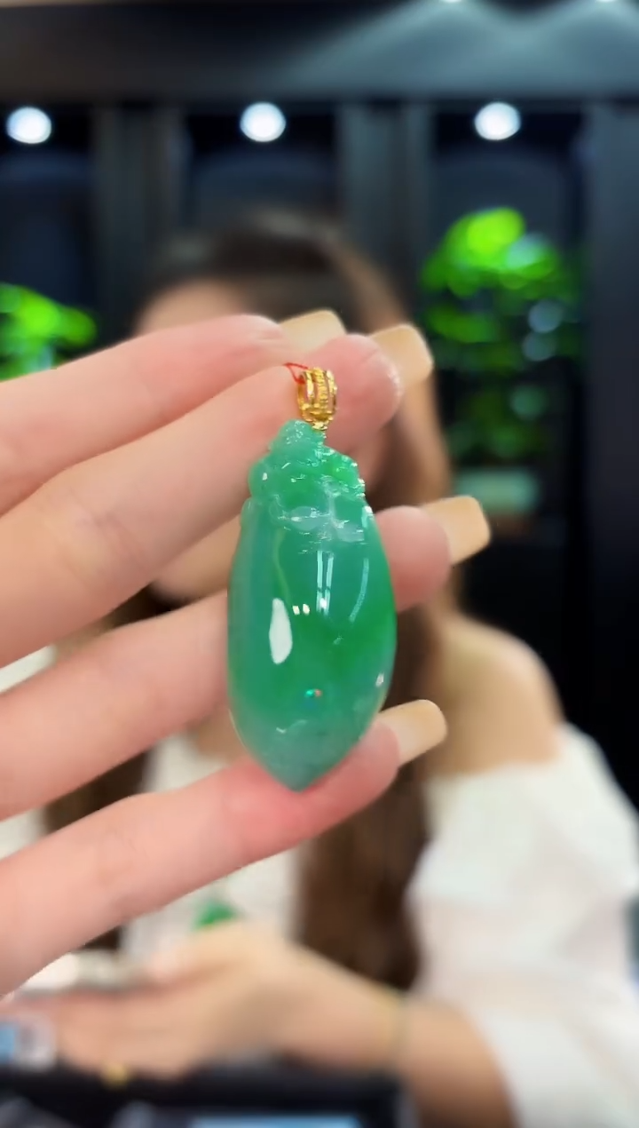 翡翠18K金镶嵌颈饰 缅料A货/支持复检/一件