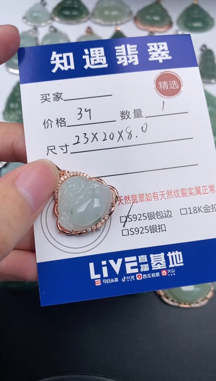翡翠银S925镶嵌颈饰挂件