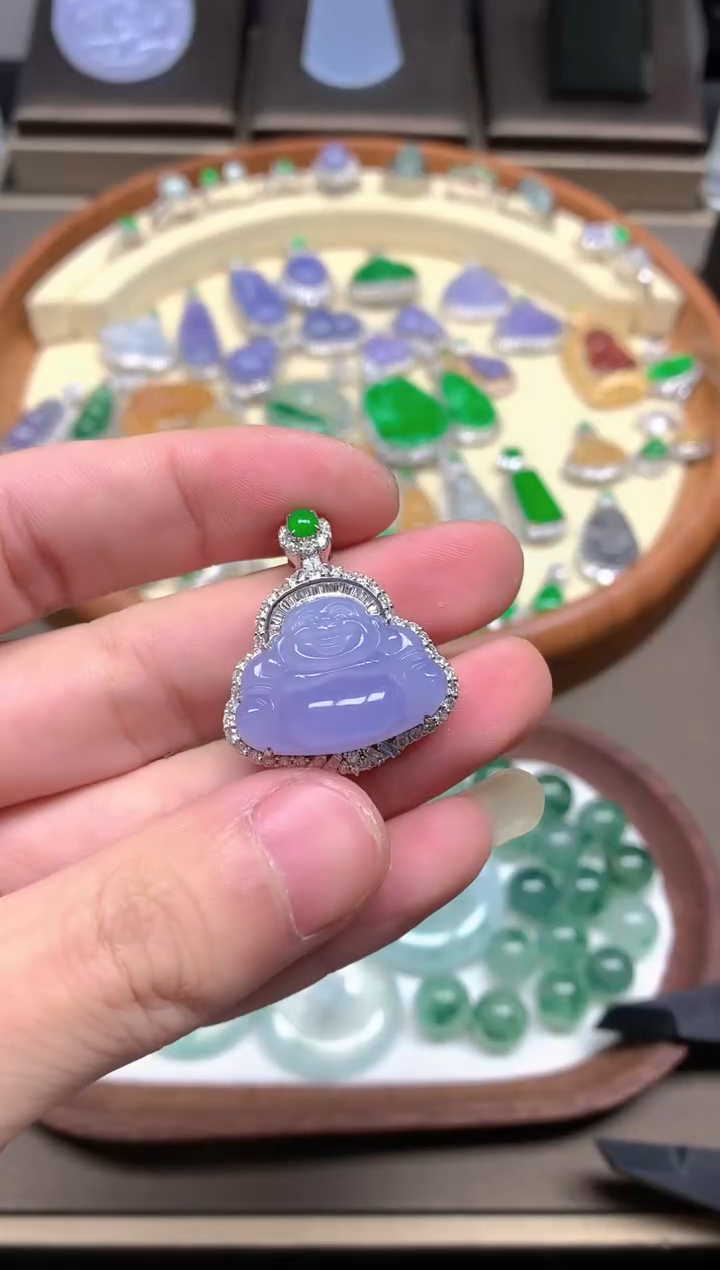 【闪购商品】翡翠颈饰18K金镶嵌挂件