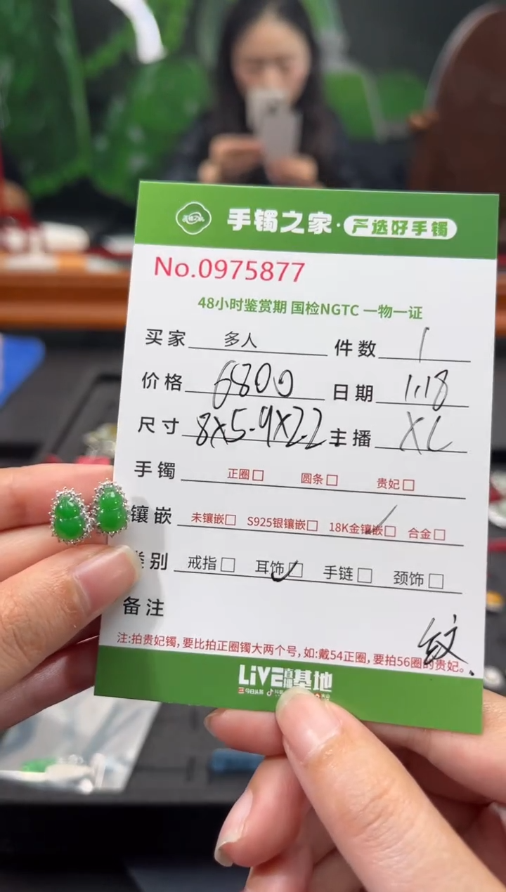 【闪购商品】翡翠耳饰18K金镶嵌多人