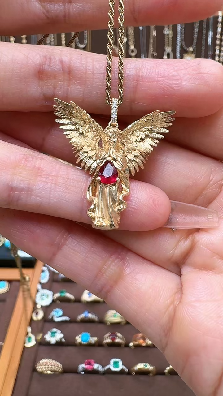 【闪购商品】红宝石吊坠(不含链)18K金镶嵌18K金红宝吊坠