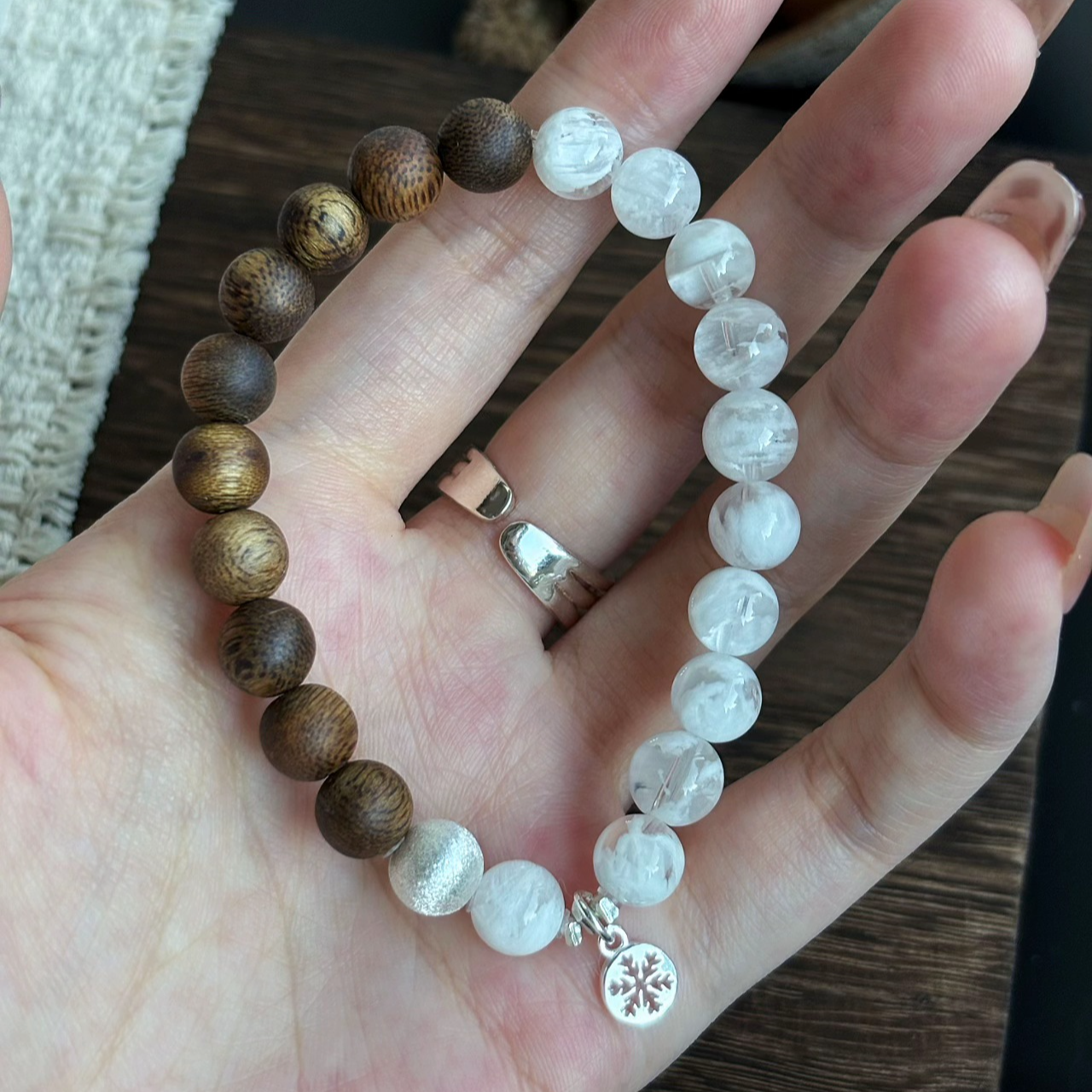 沉香松汀集天然沉香雪花幽灵天然水晶禅意高级感冬季设计款礼物