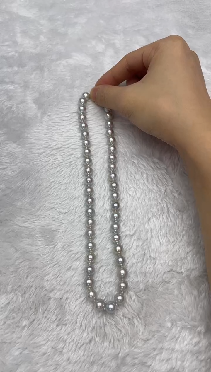 项链银S925镶嵌海水珍珠AK真多麻8.5-9mm