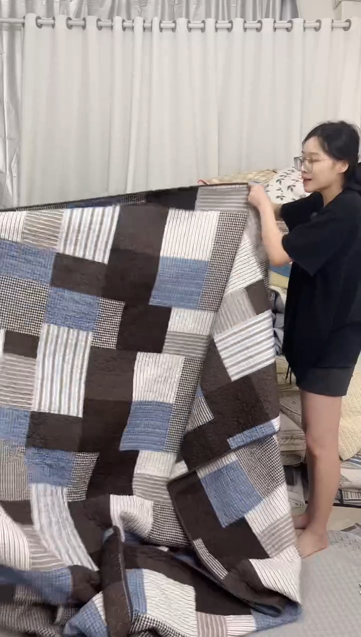 棉230*250蓝咖格