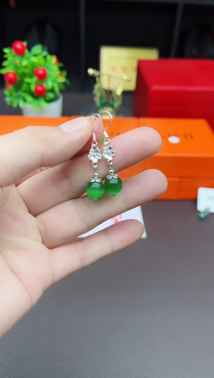 【闪购商品】玛瑙/玉髓耳钉银S925镶嵌212000