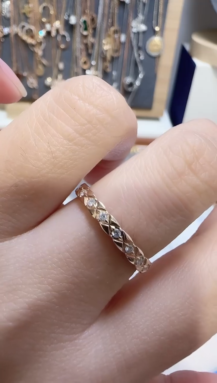 【闪购商品】天然钻石戒指/指环18K金镶嵌戒指18号