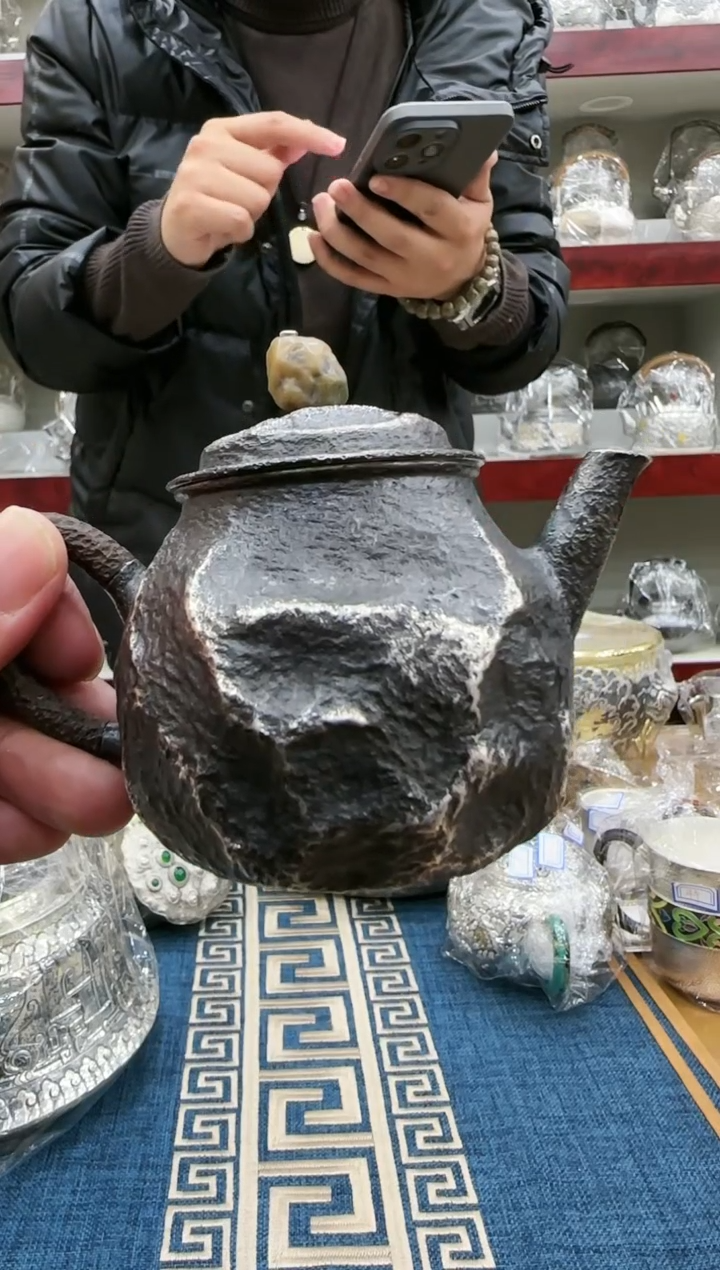 【闪购商品】足银999侘寂风鬼目岩泡茶壶