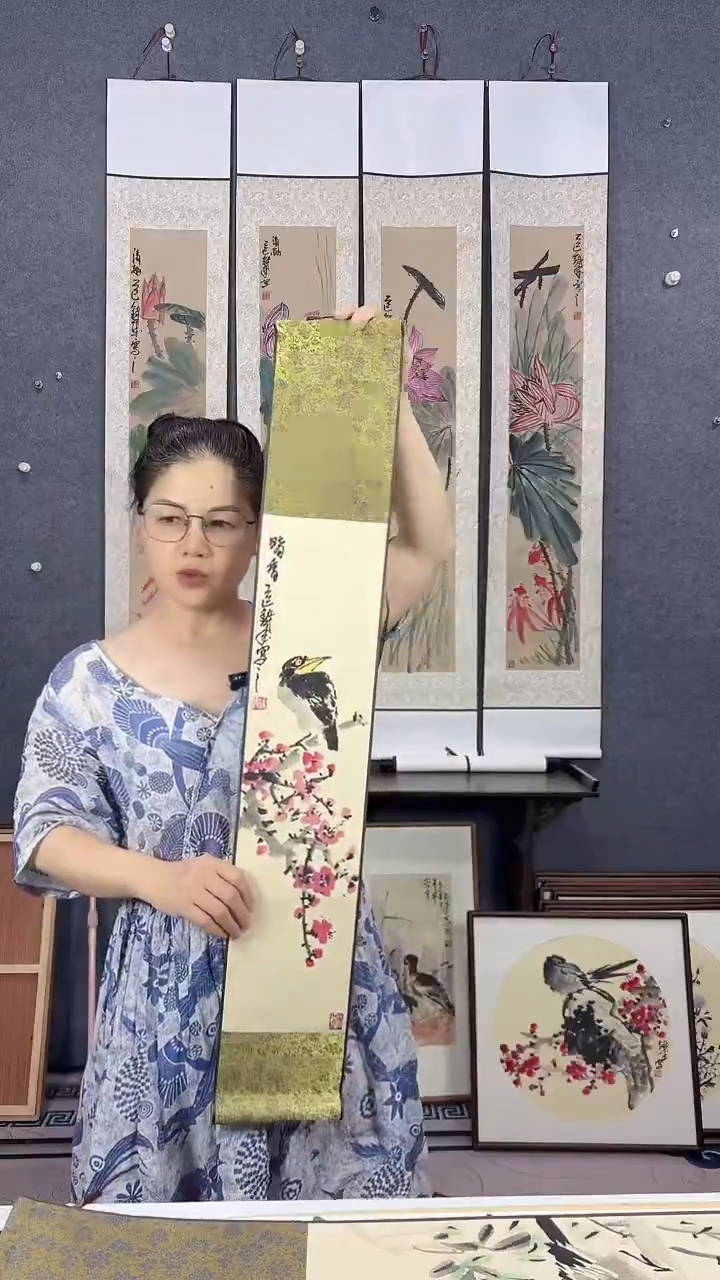 国画90*15吴铁成手绘卷轴