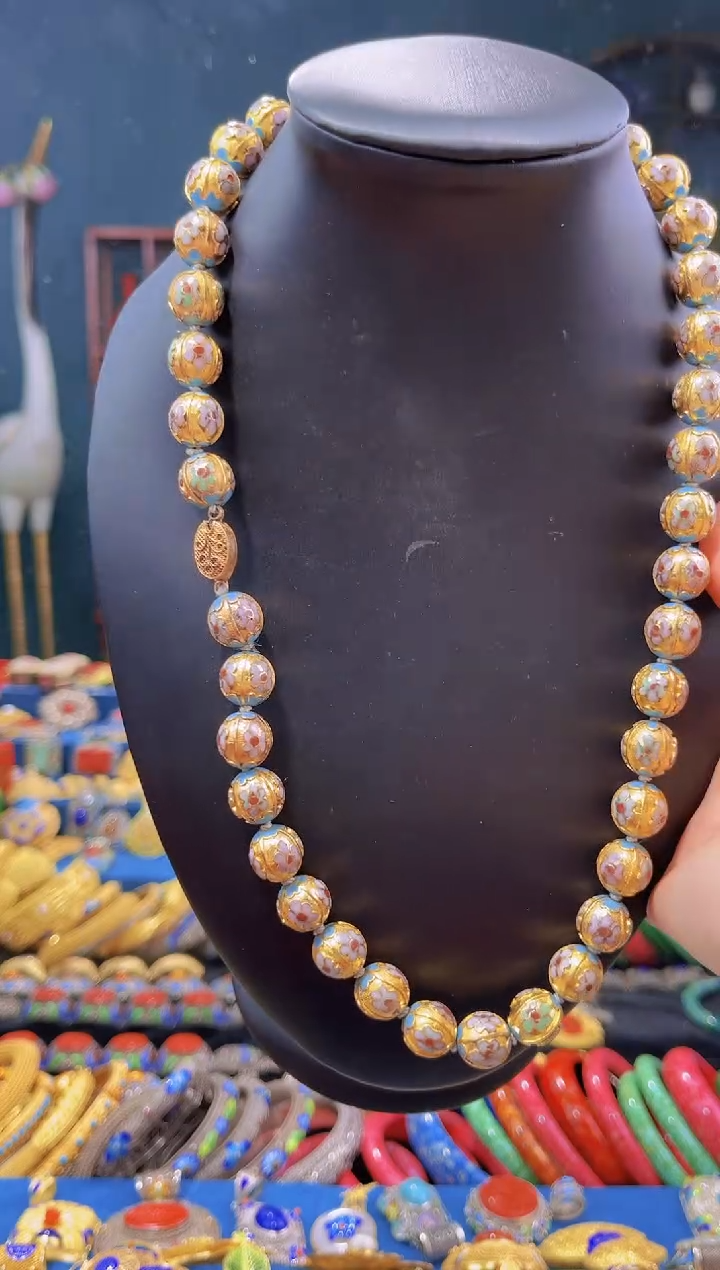 非遗景泰蓝金地项链1.2