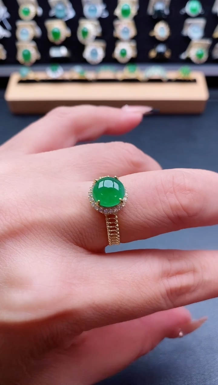 银S925镶嵌戒指翡翠1