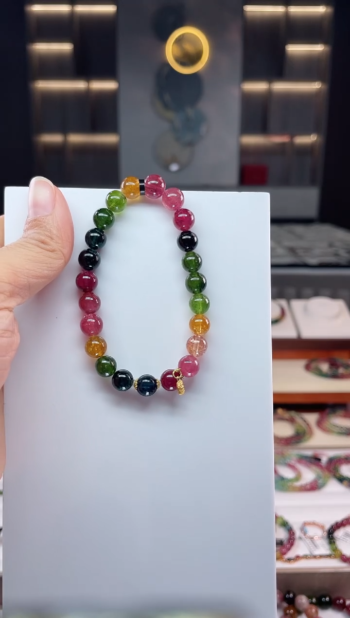 未镶嵌老矿碧玺单圈手串8mm+碧玺（多样性发一条）Q