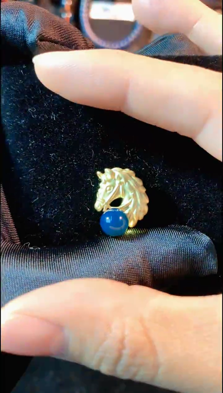 【闪购商品】琥珀珠宝奇石未镶嵌7MM马到成功款蓝珀胸针