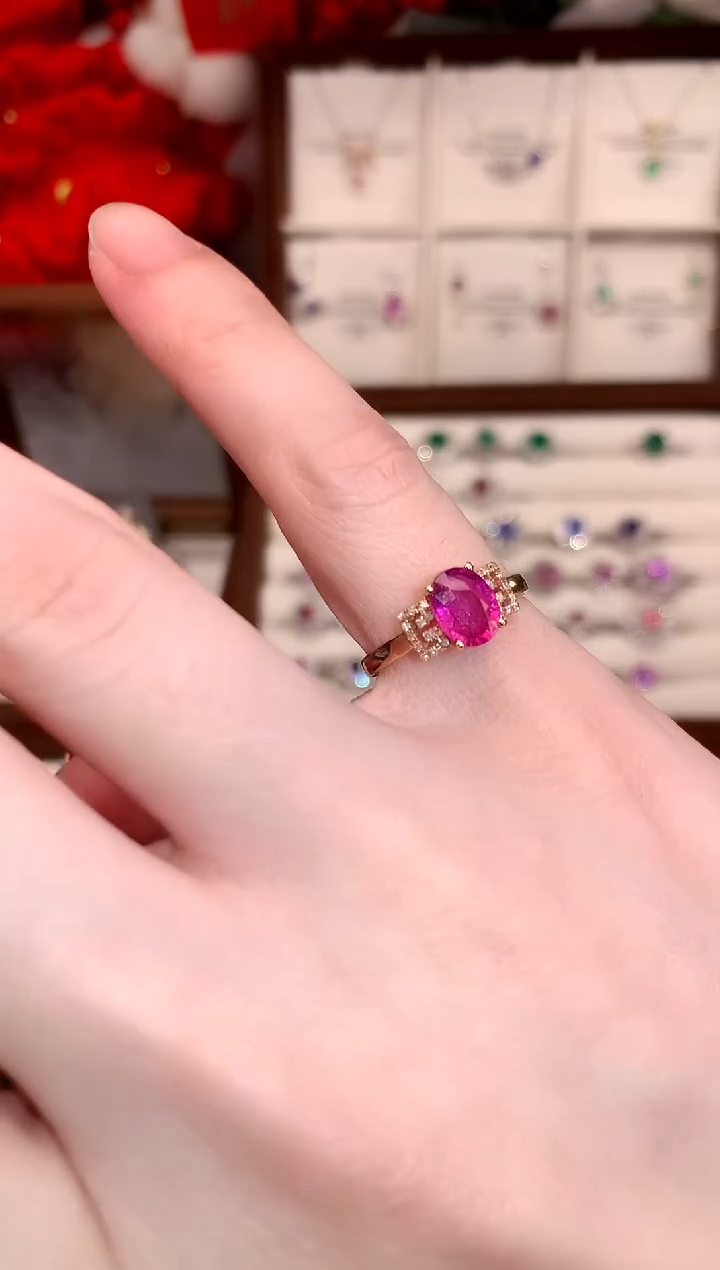 【闪购商品】碧玺戒指18K金镶嵌1.1ct/天然宝石/七天无理由