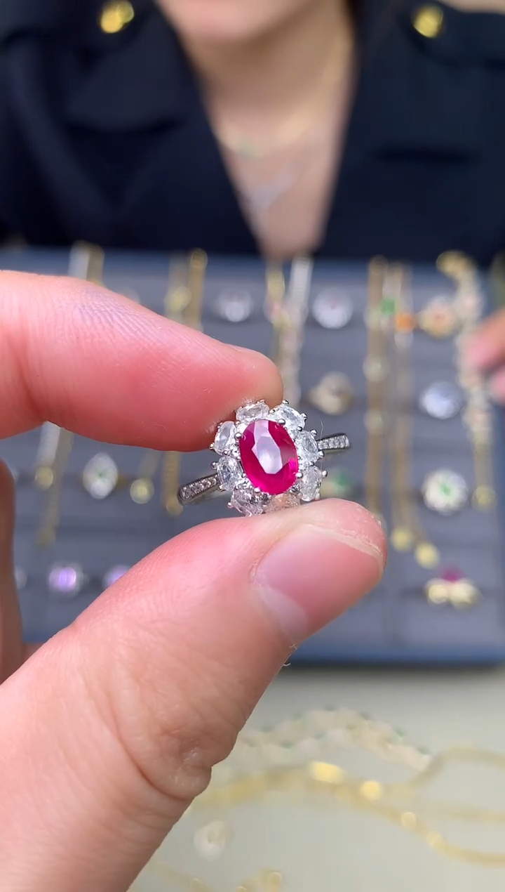 银S925镶嵌戒指红宝石戒指