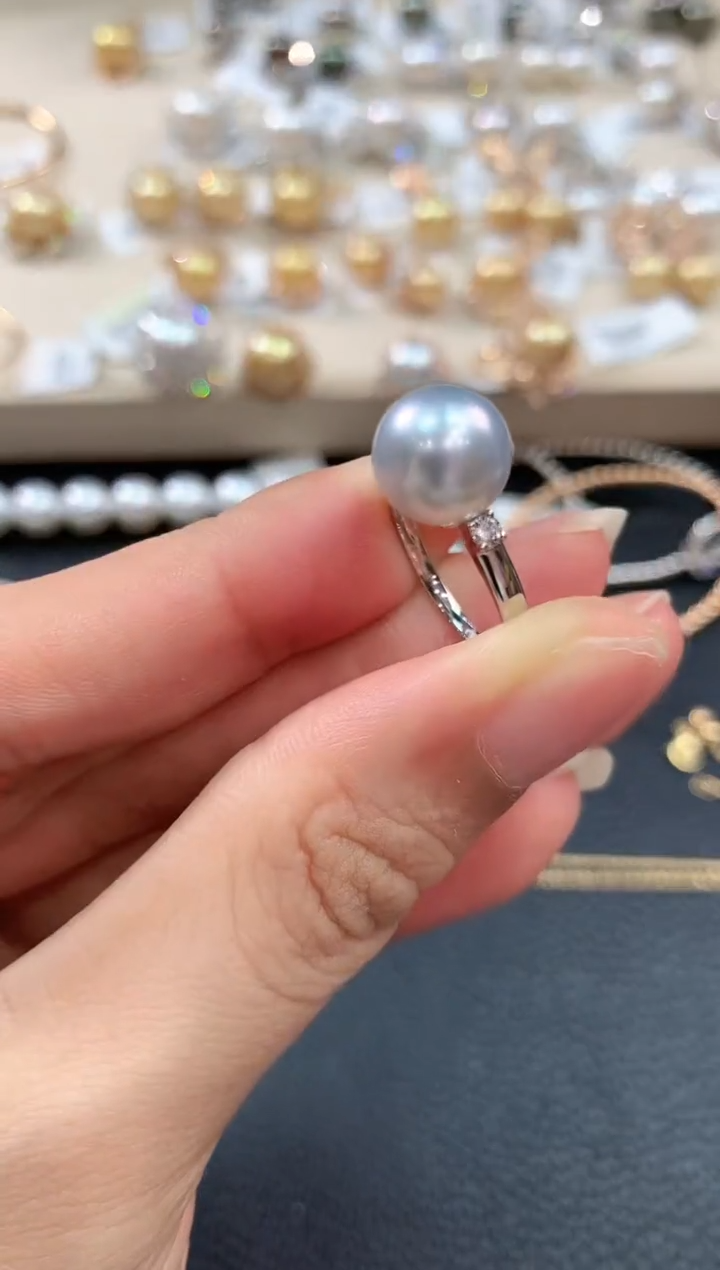 【闪购商品】18K金镶嵌海水珍珠戒指m96