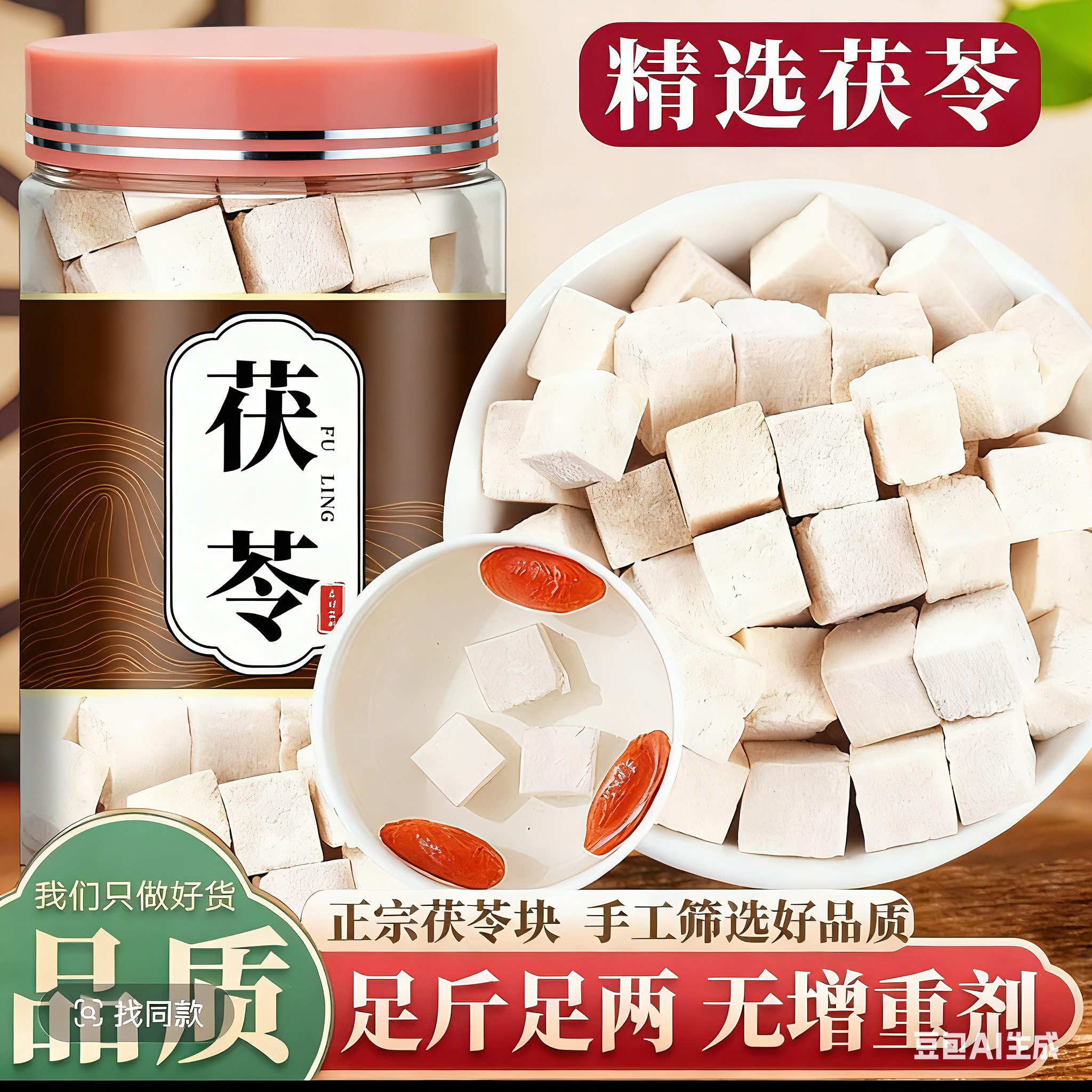 茯苓100克正宗白茯苓中心丁泡水煮粥煲汤货干无硫正品