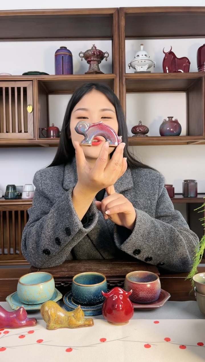 【闪购商品】瓷片钧尚源流光溢彩釉色兔子茶宠