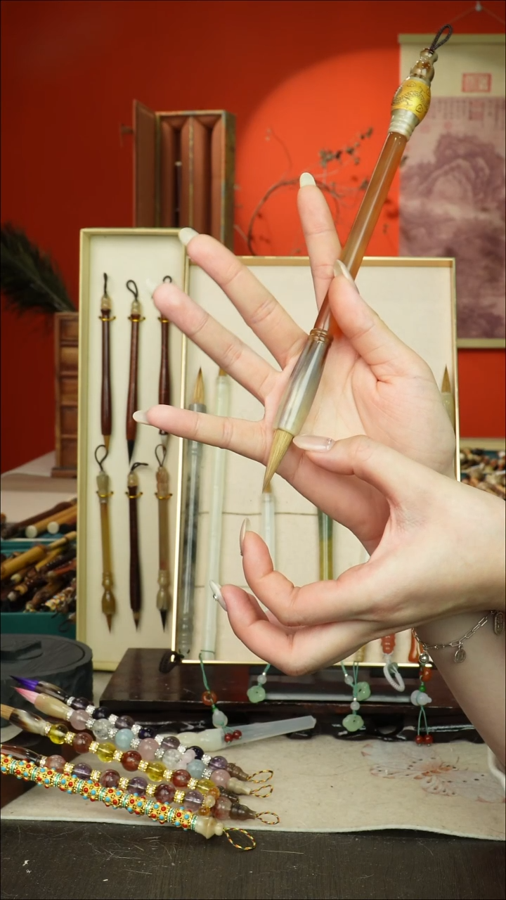 212号闪孤品高货毛笔链接 清水试笔 蘸墨不退