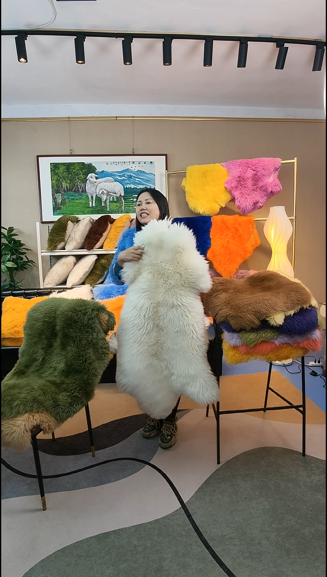 羊毛邢风沐绒纯羊毛皮沙发垫（白色50cm*100cm）