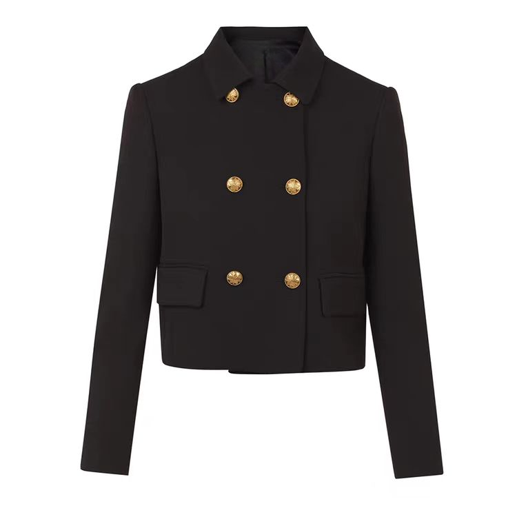 H208【朗】复古双排扣法式高级感短款外套秋新款