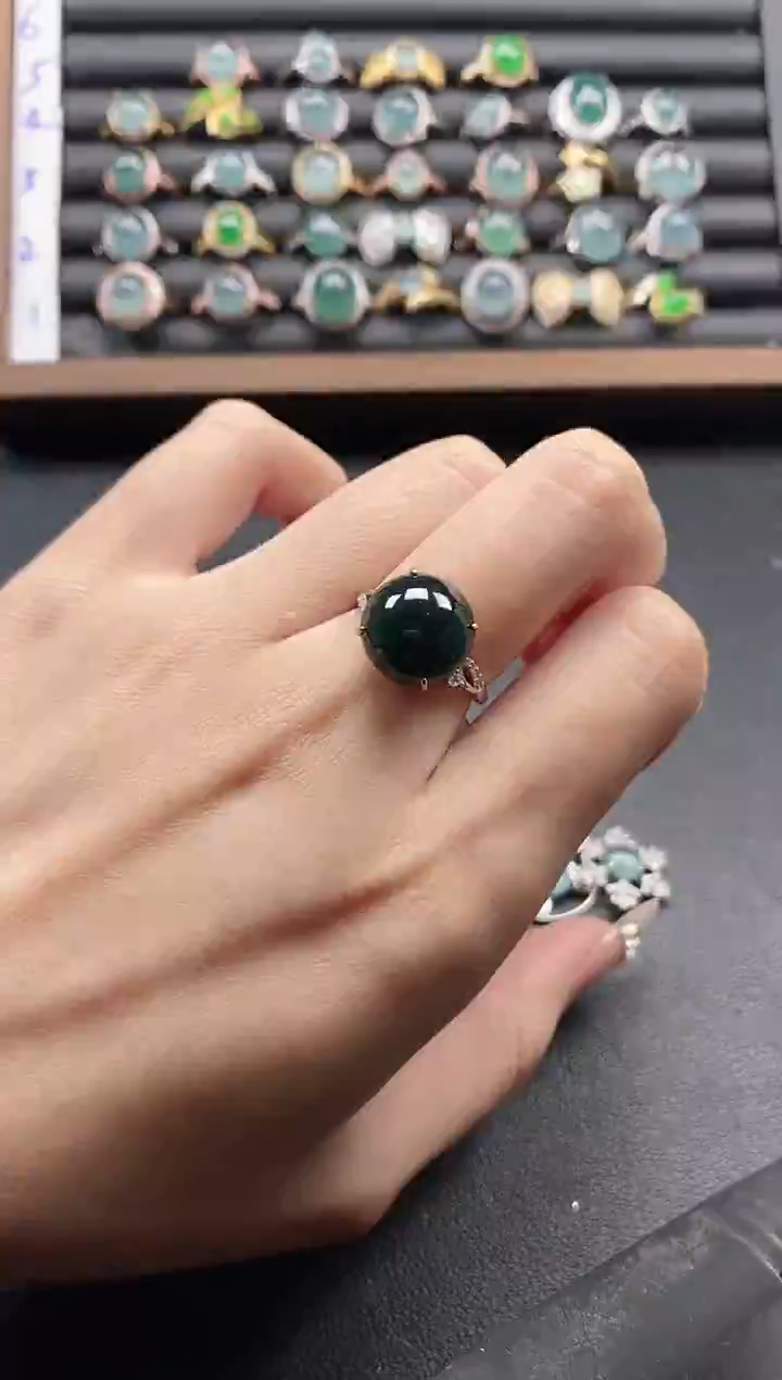 银S925镶嵌戒指翡翠51511