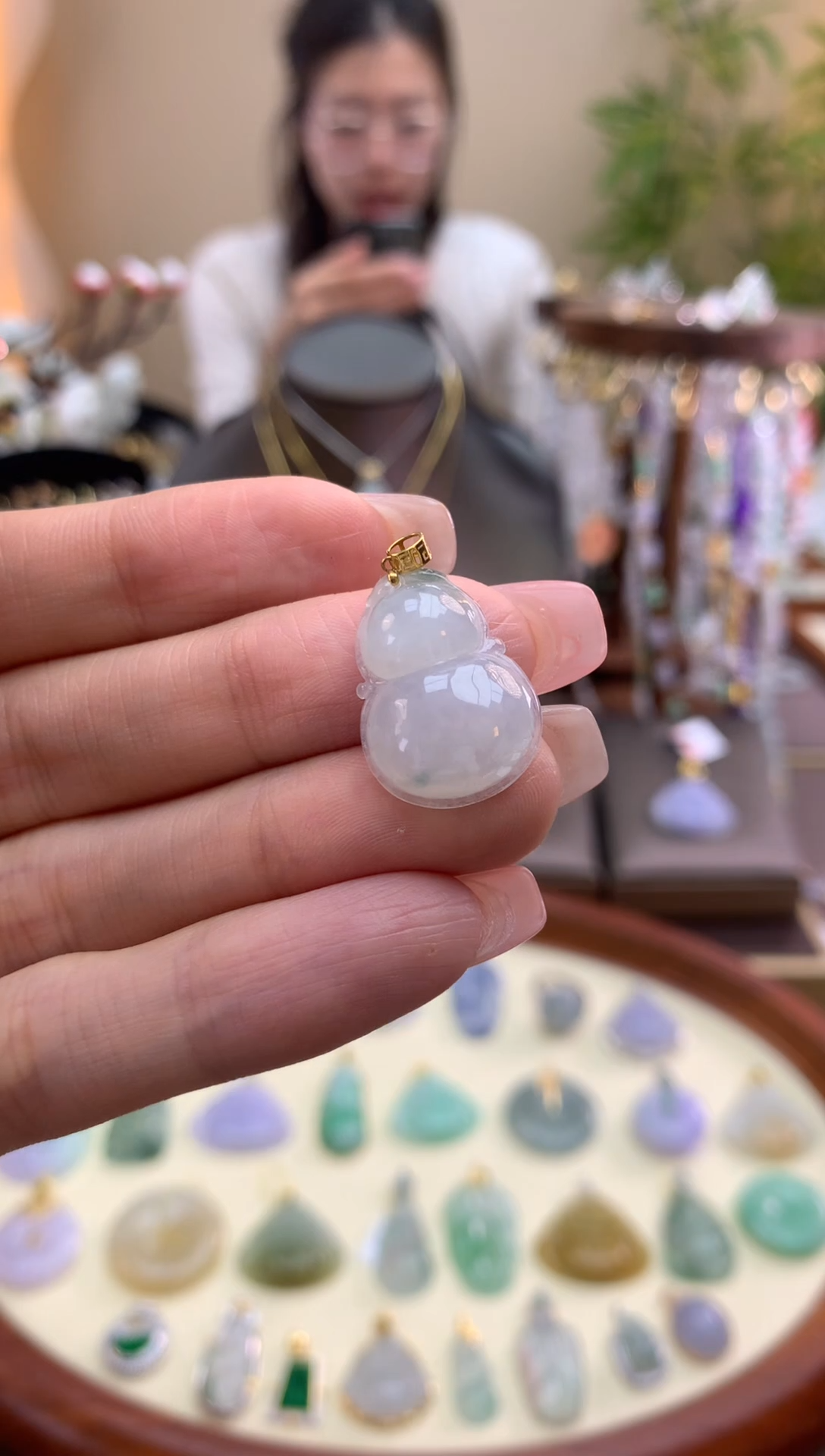 【闪购商品】翡翠颈饰18K金镶嵌葫芦