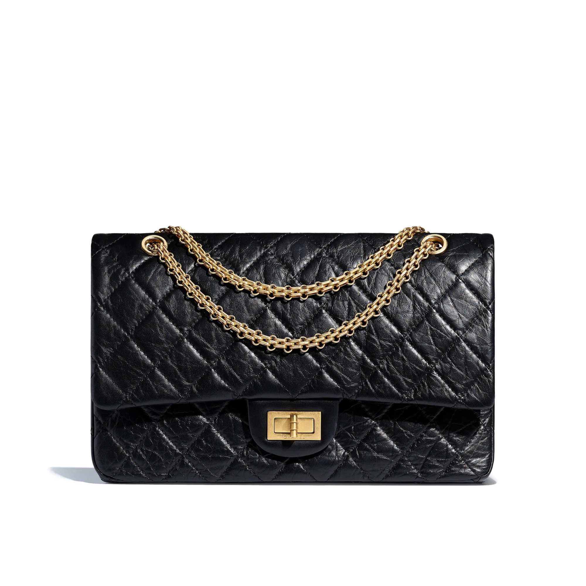 99新 Chanel/香奈儿 【杨贵妃专属】芯片中号黑金菱格2.55链条包