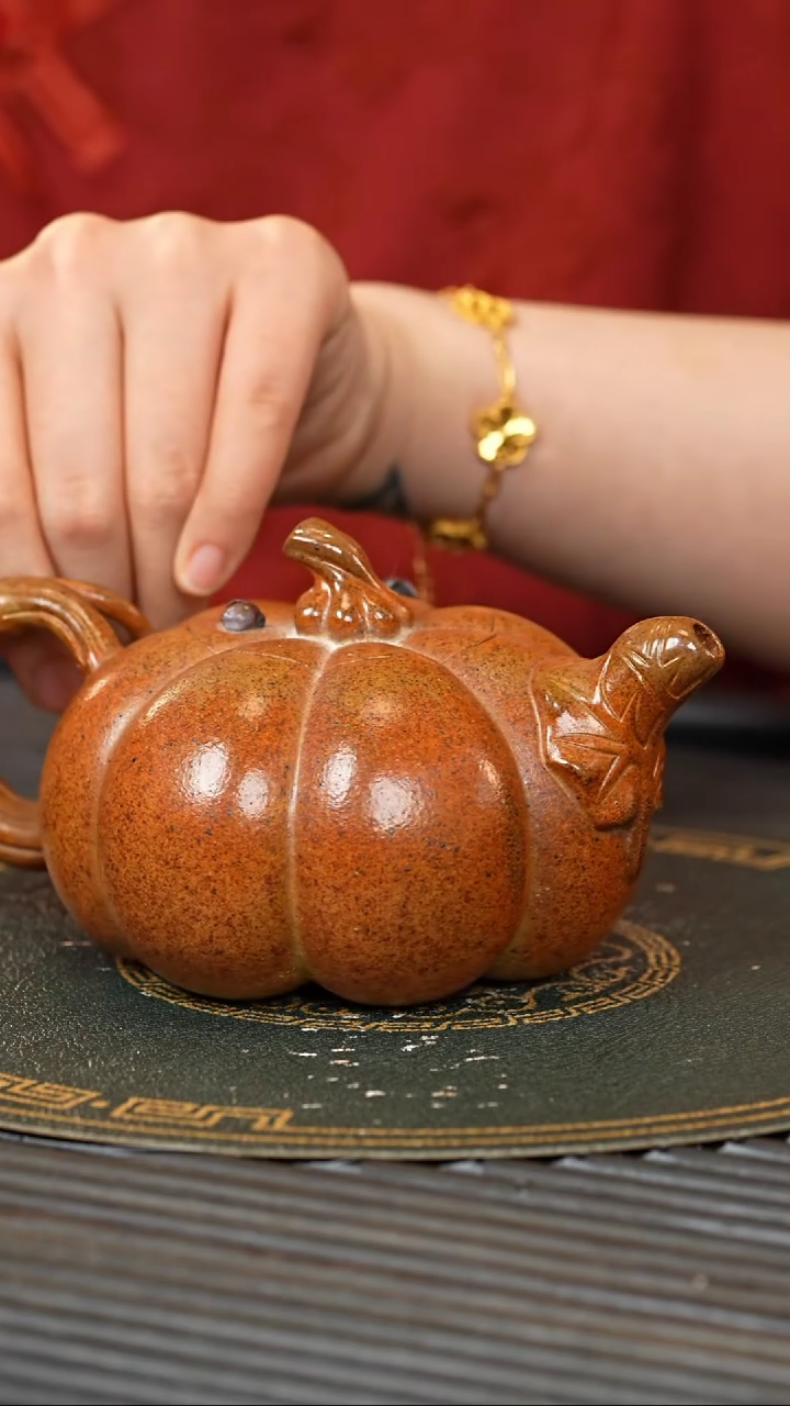 【闪购商品】紫砂茶壶CYL 石榴红柴烧 南瓜 270cc