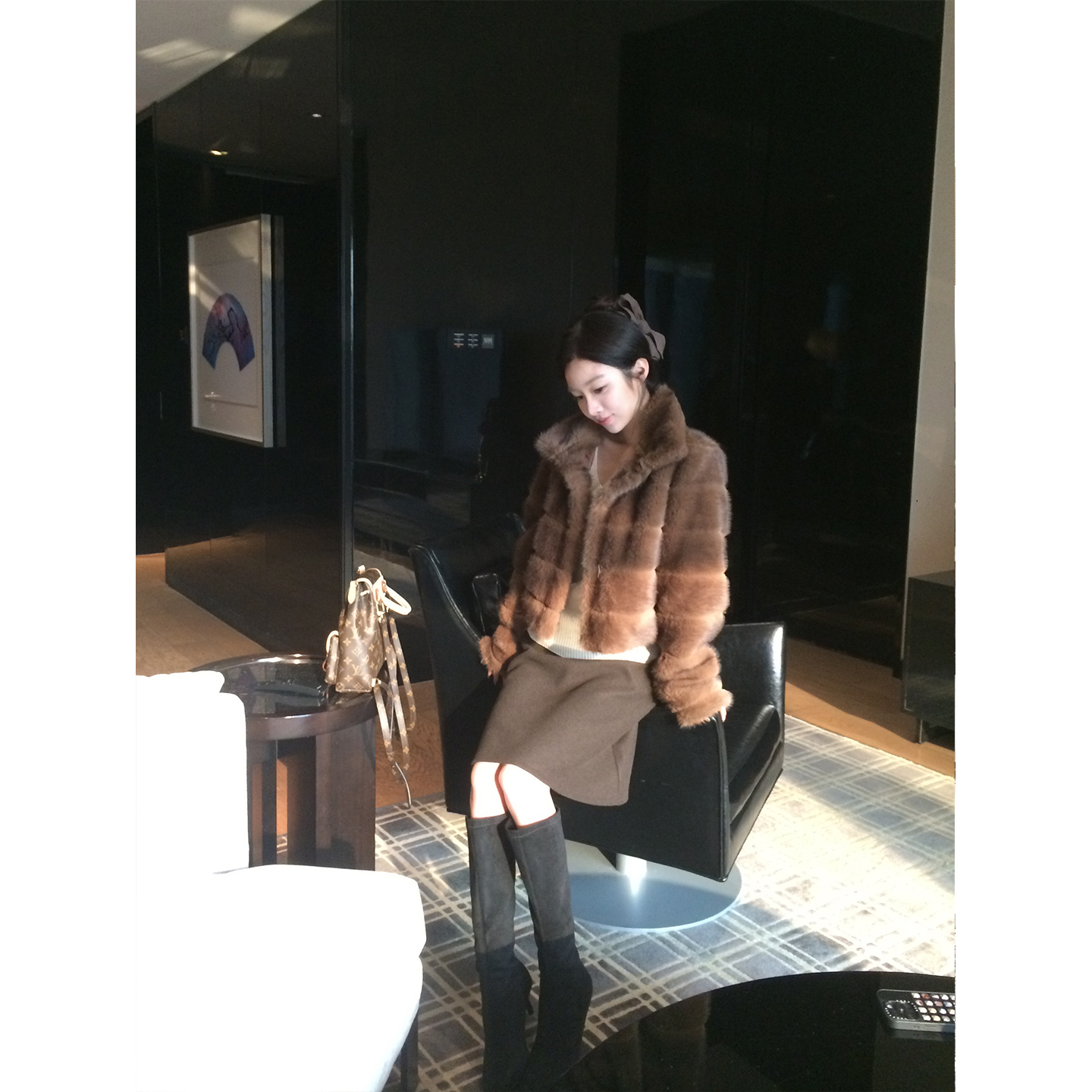 ffcheer 芥北松子 a字毛呢半身裙女秋冬高腰短裙子