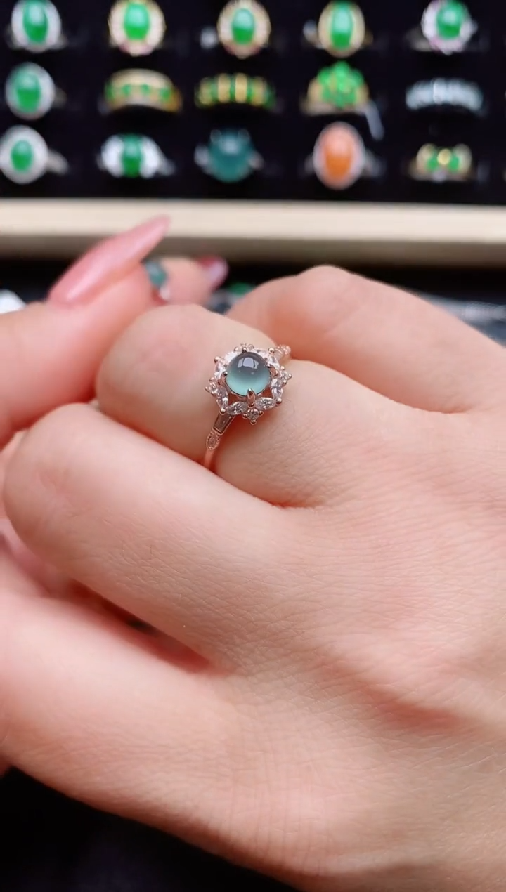 【闪购商品】翡翠戒指银S925镶嵌32111