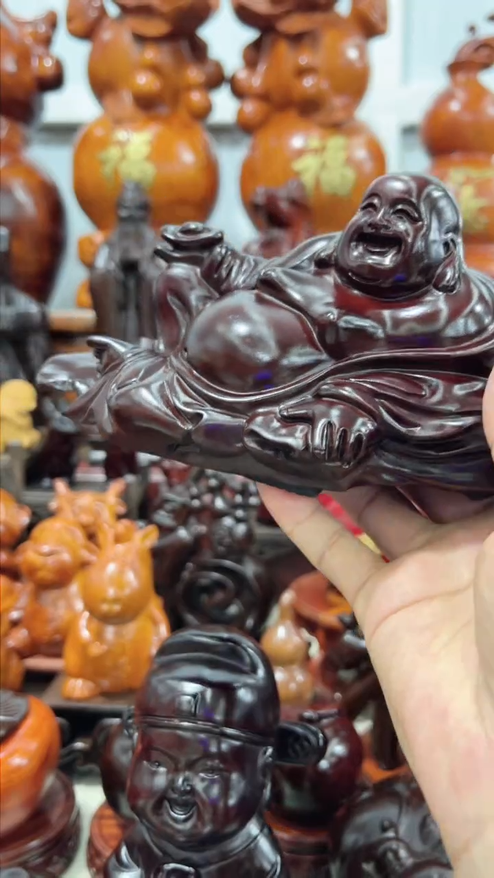 【闪购商品】黑檀木纯手工雕刻卧佛车摆