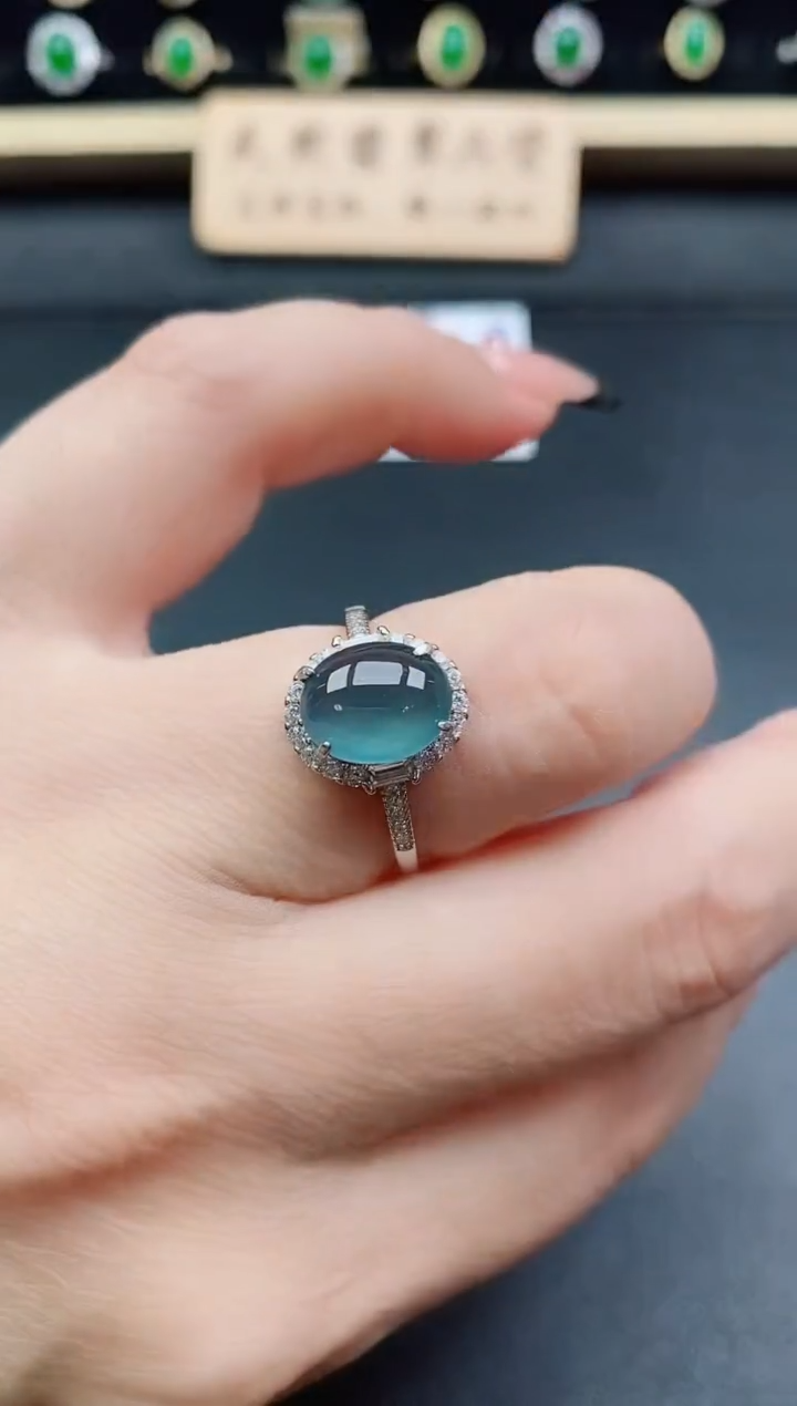 银S925镶嵌戒指翡翠1