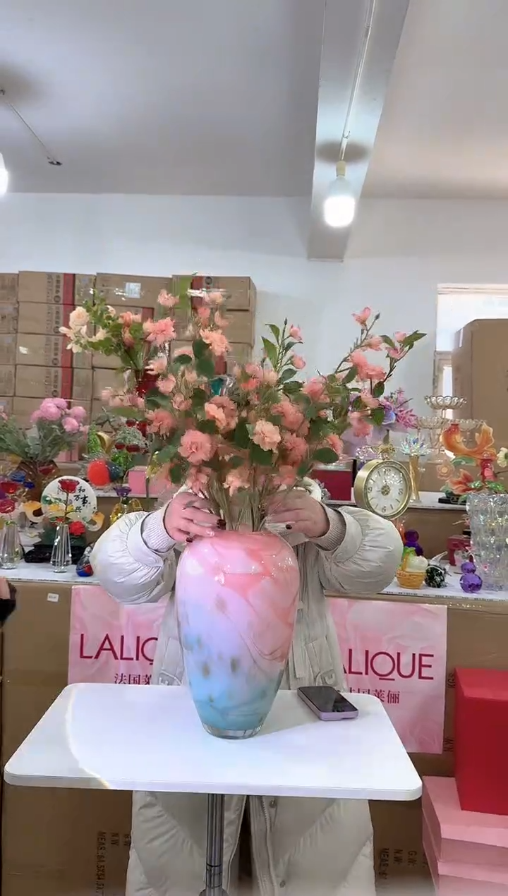 【闪购商品】无铅玻璃美全花器-a-早70  七只山茶花