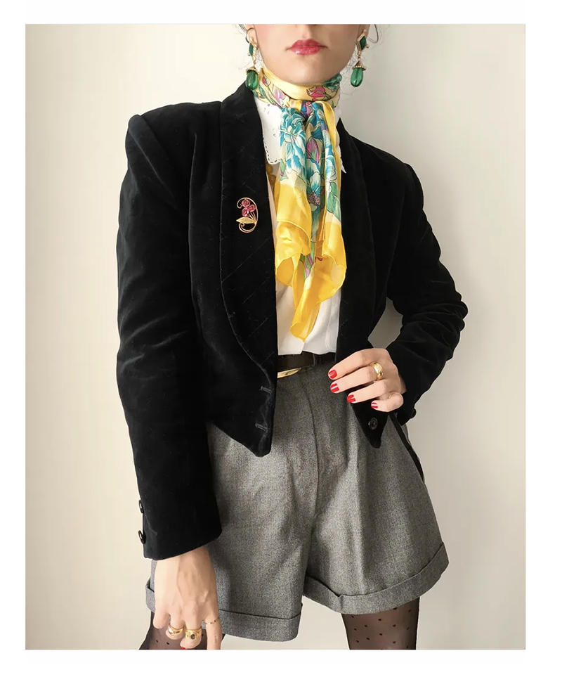 花街古着跑单长胸毛vintage 复古褶皱短袖外套半裙女装连衣裙