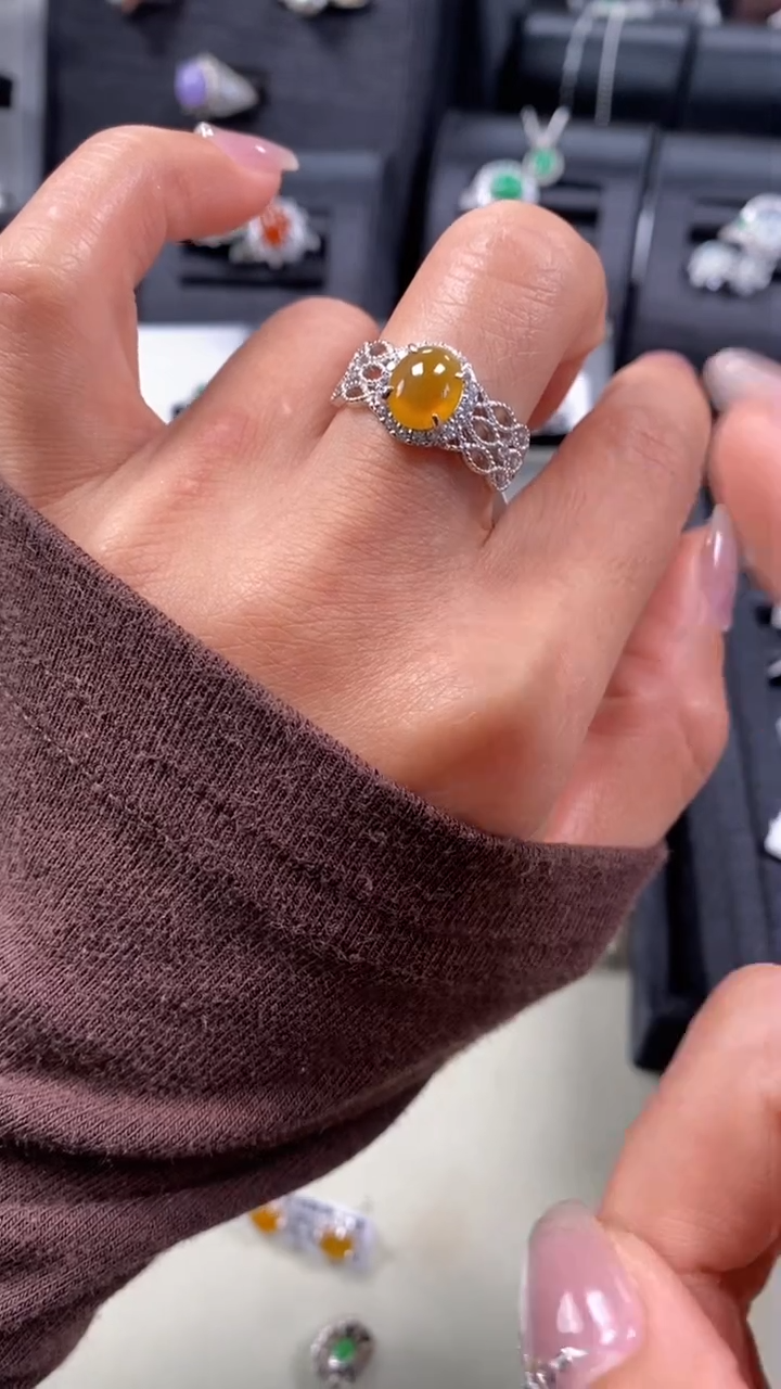 【闪购商品】翡翠戒指银S925镶嵌9966