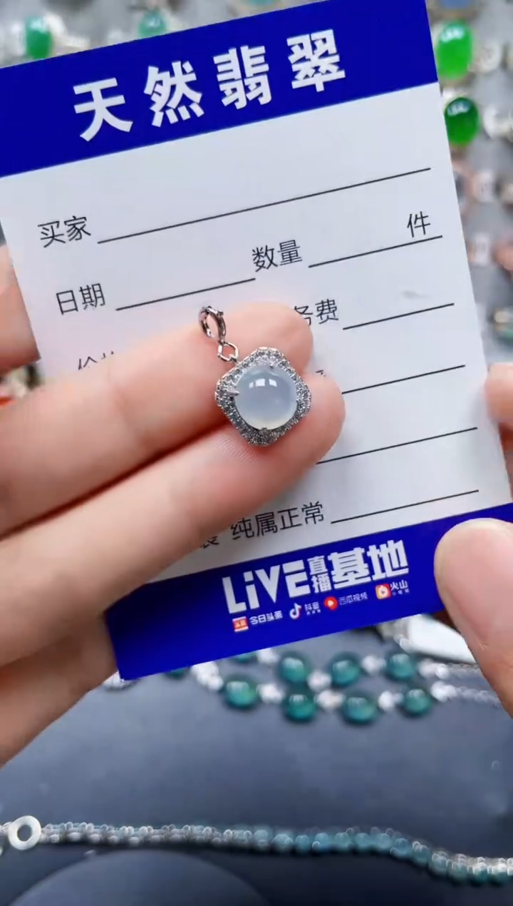 翡翠银S925镶嵌颈饰0227