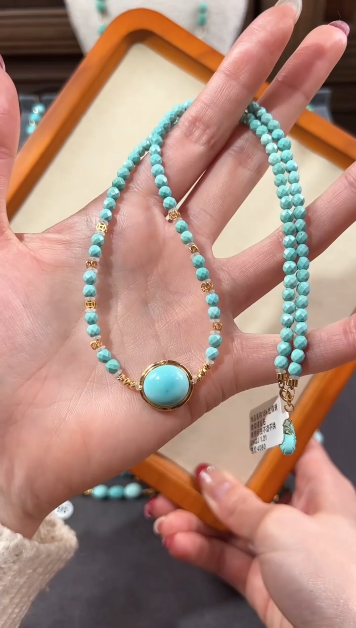 【闪购商品】绿松石颈饰18K金镶嵌绿松石项链