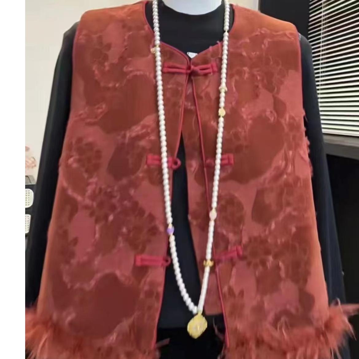 977新款  国风绣花立领马甲时尚百搭女士中式