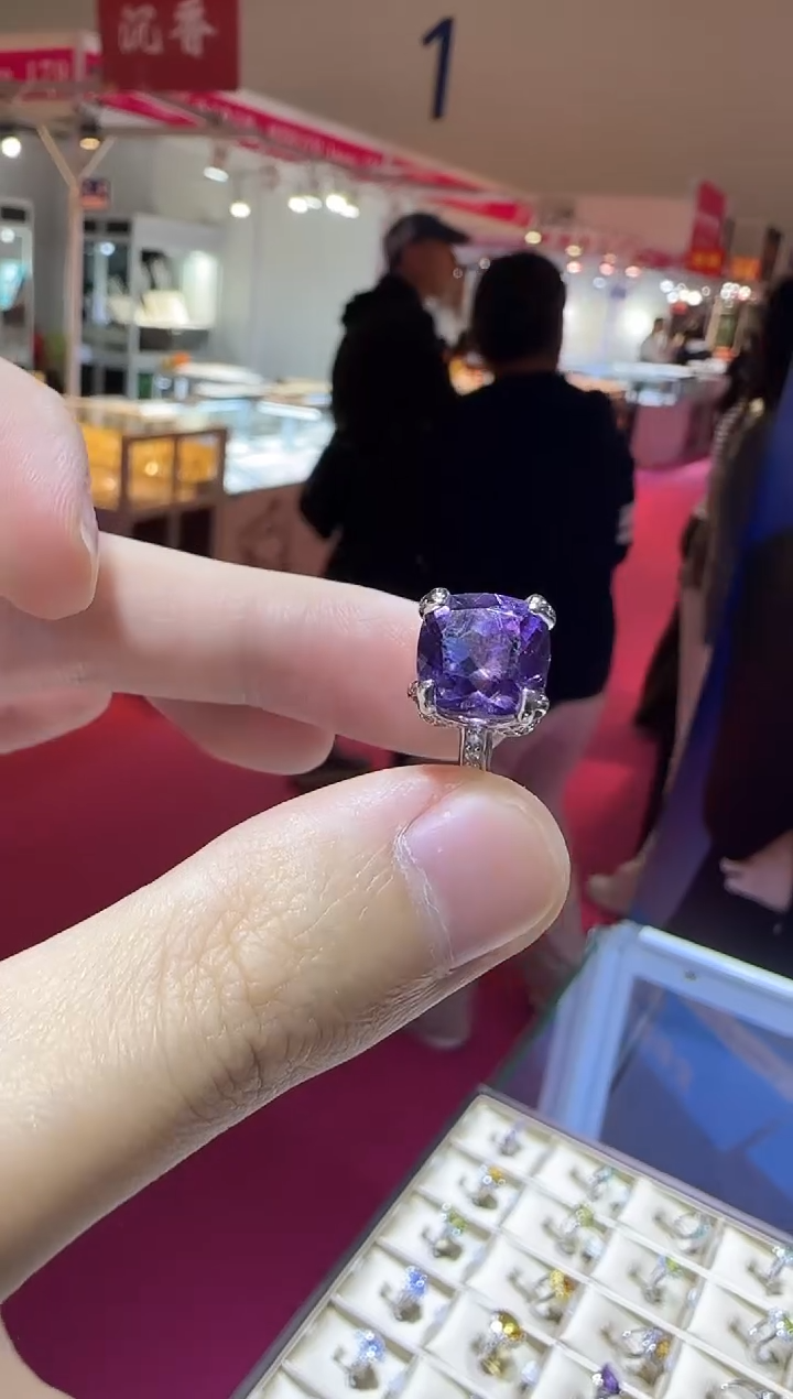 银S925镶嵌戒指紫晶11mm帝王紫