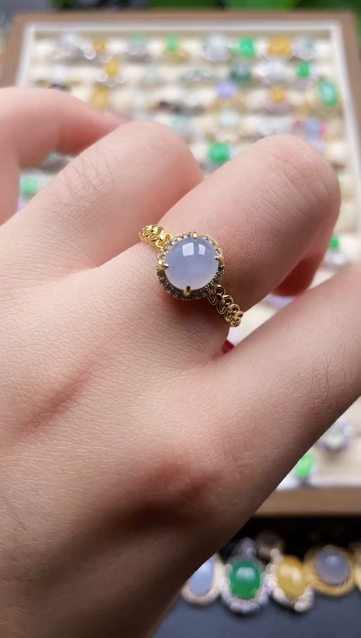 银S925镶嵌戒指翡翠4