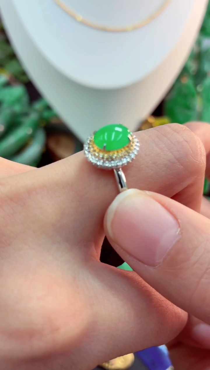 吊坠(不含链)18K金镶嵌翡翠天然缅甸翡翠A货